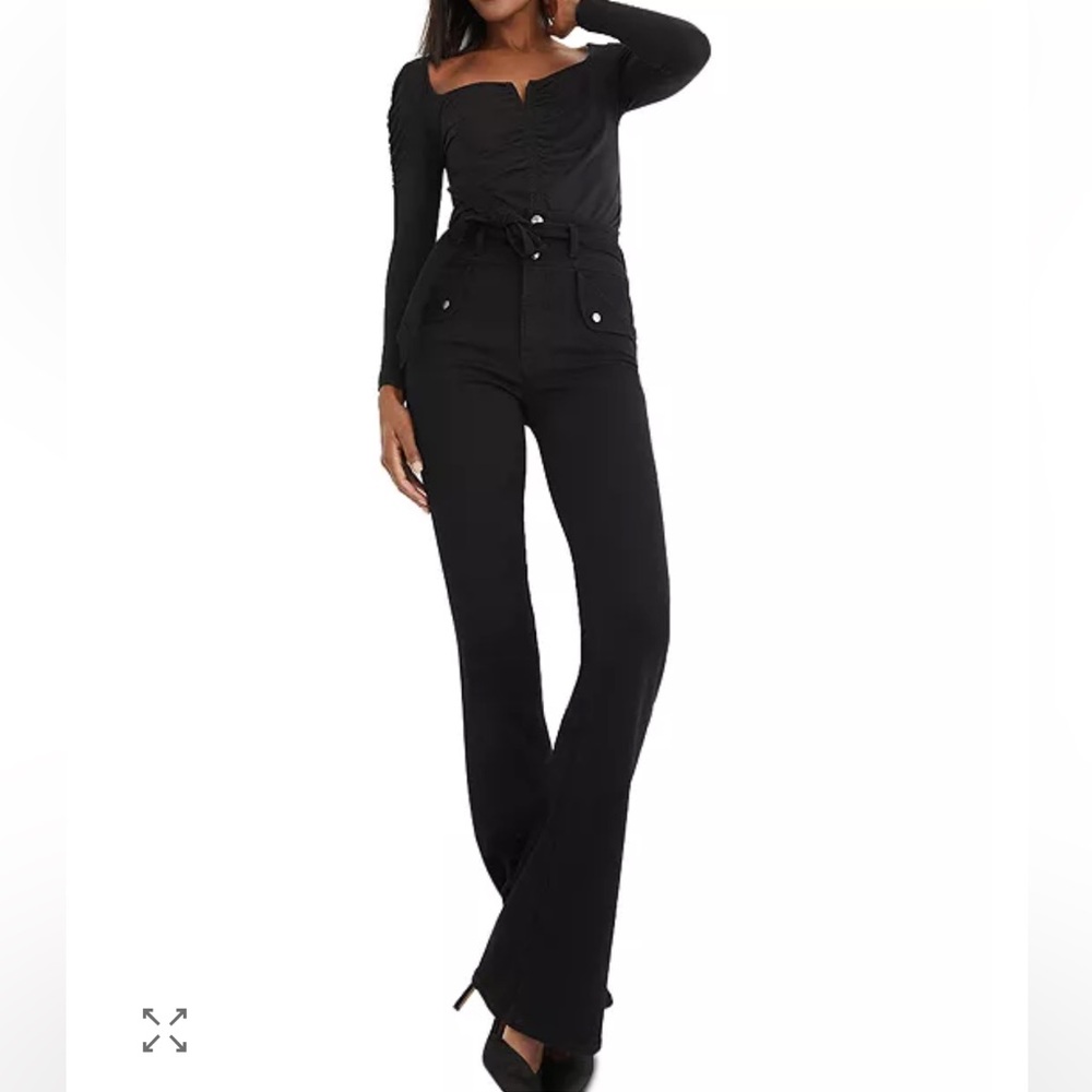 Veronica Beard Giselle Extra High Rise Flare Jeans Black Onyx 24 NWT New